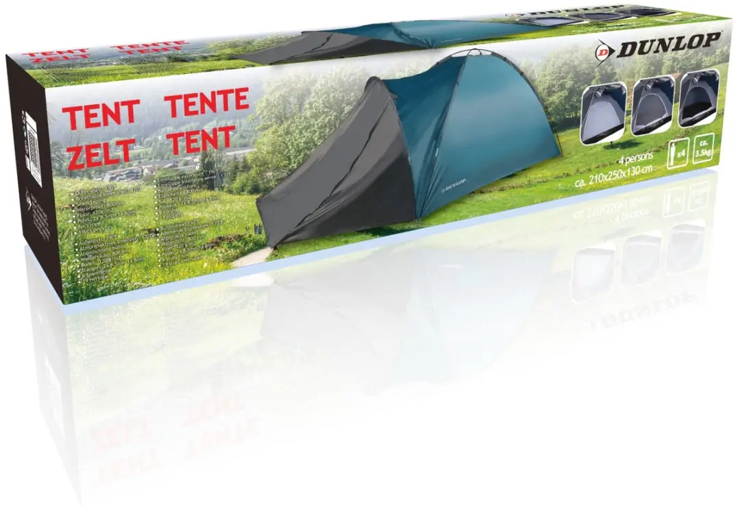 Dunlop Koepeltent 4 Persoons - 210x250x130cm - Blauw - afbeelding 4 van 6