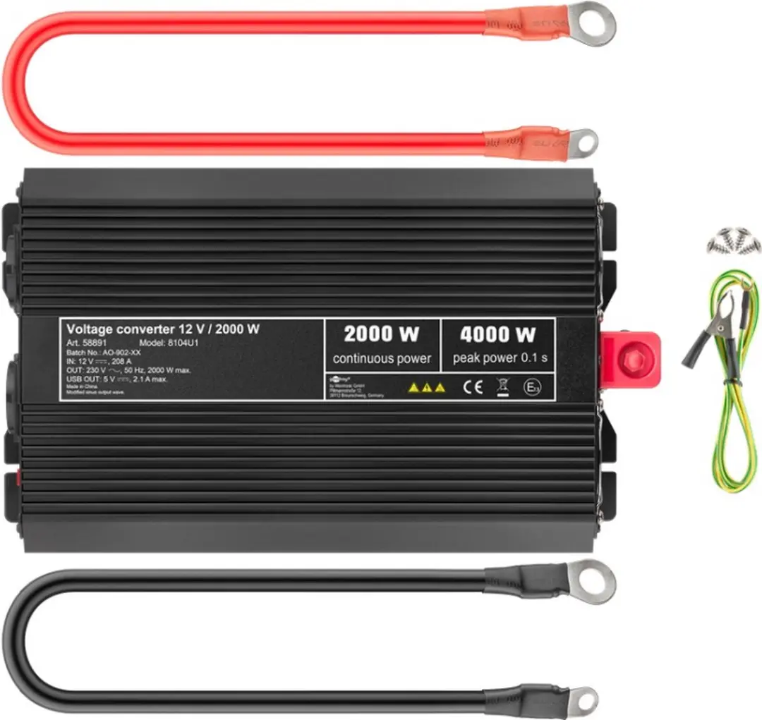 Goobay Spanningsomvormer 12V naar 230V - 2000W - Zwart - afbeelding 4 van 5