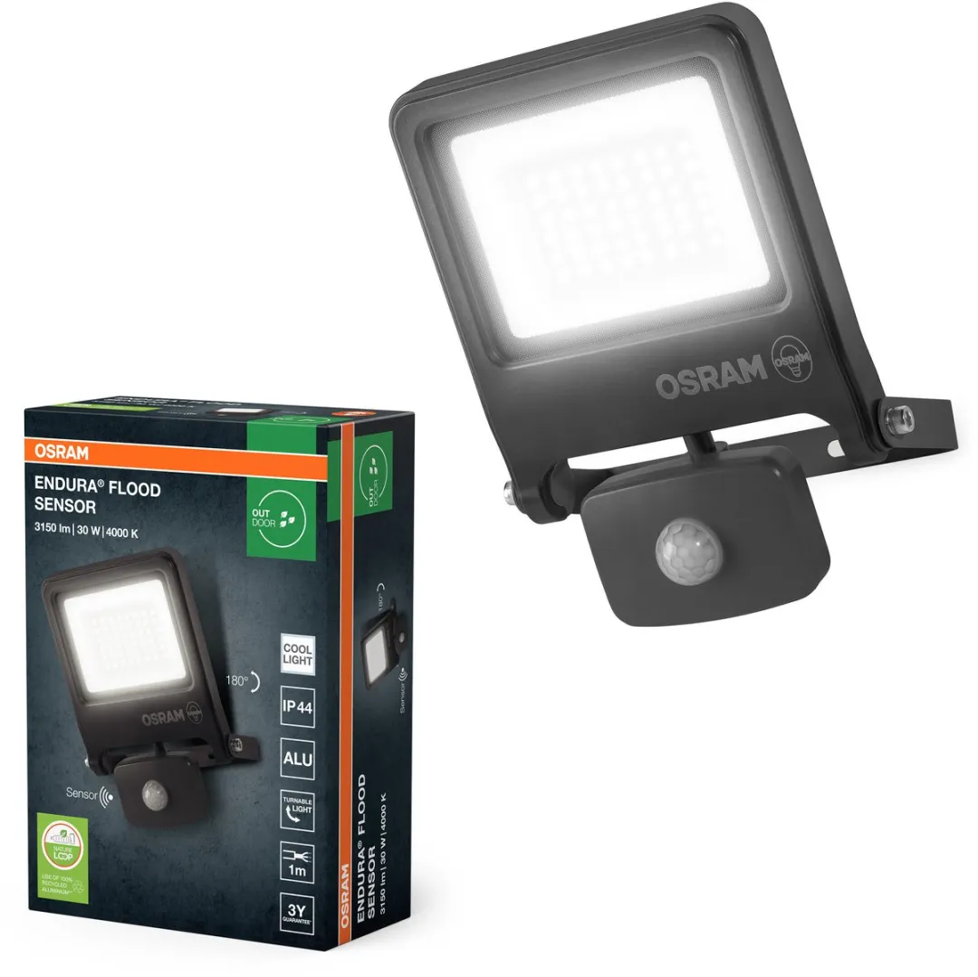 Osram Endura Flood Sensor 30W LED - 4000K - 3000lm - IP44 - Donkergrijs
