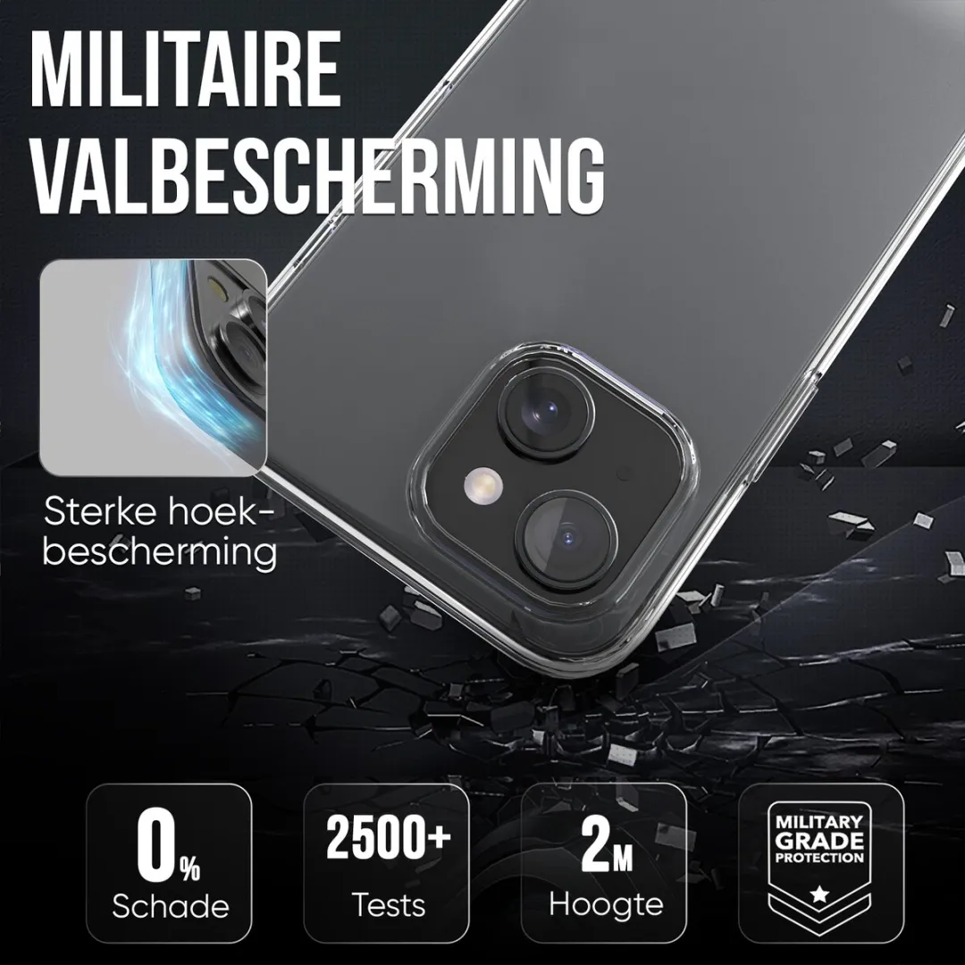 NUVEX iPhone 15 Telefoonhoesje Transparant - Met Beschermglas - afbeelding 6 van 6