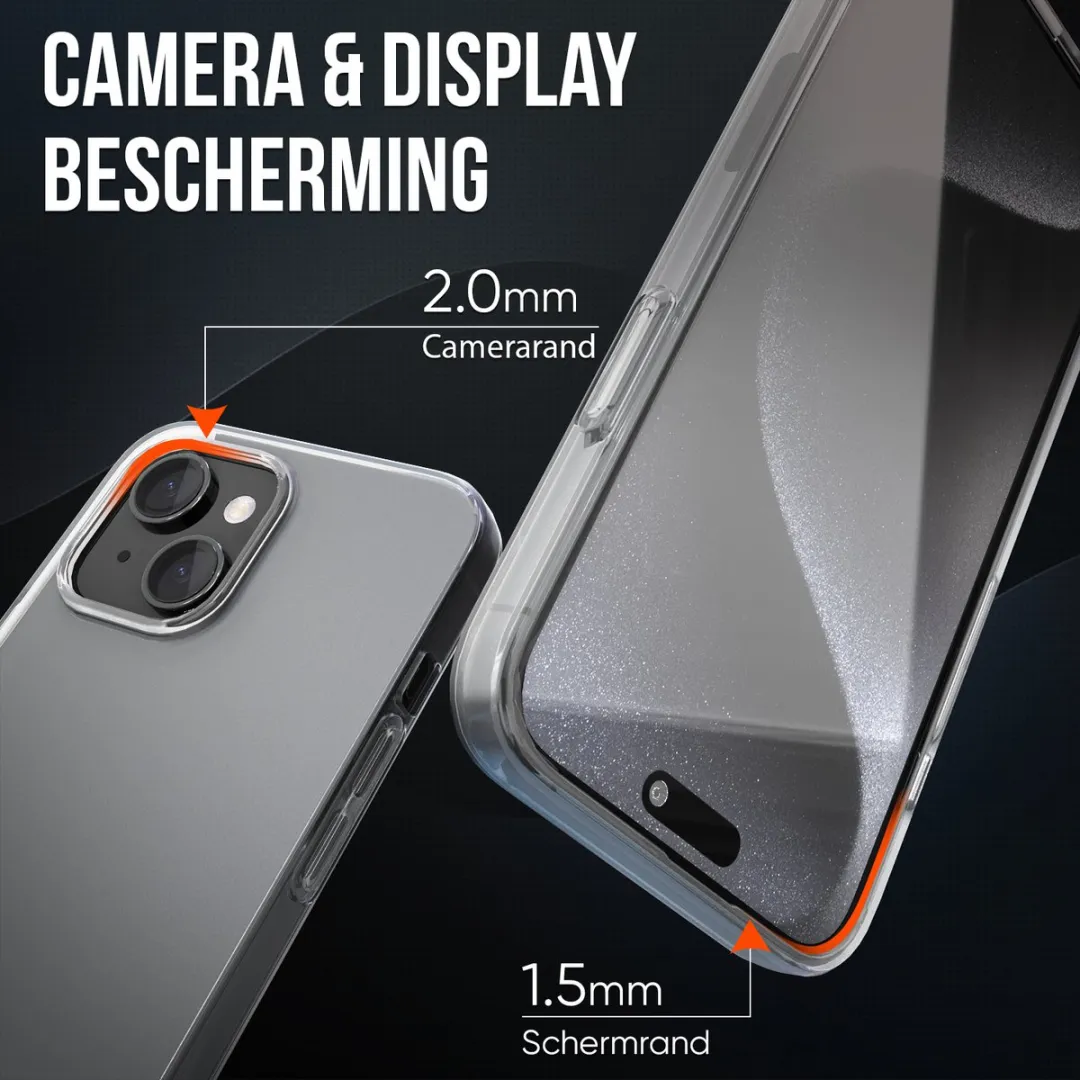 NUVEX iPhone 15 Telefoonhoesje Transparant - Met Beschermglas