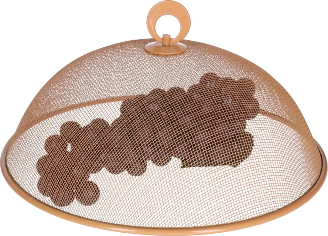 Alpina Vliegenkap/voedselkap - rond - oranje - D30 x H15 cm - buiten eten - anti insecten - metaal