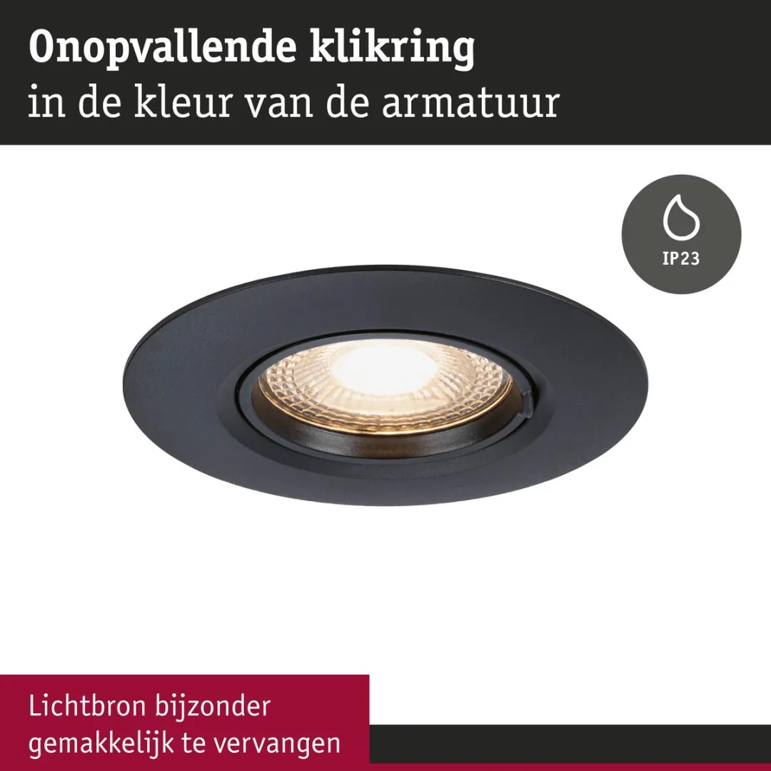 Paulmann Inbouwlamp Star Rond 90mm GU10 Set 3 Stuks - Zwart