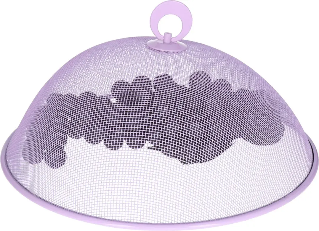 Alpina Vliegenkap/voedselkap - rond - lila paars - D30 x H15 cm - buiten eten - anti insecten - metaal