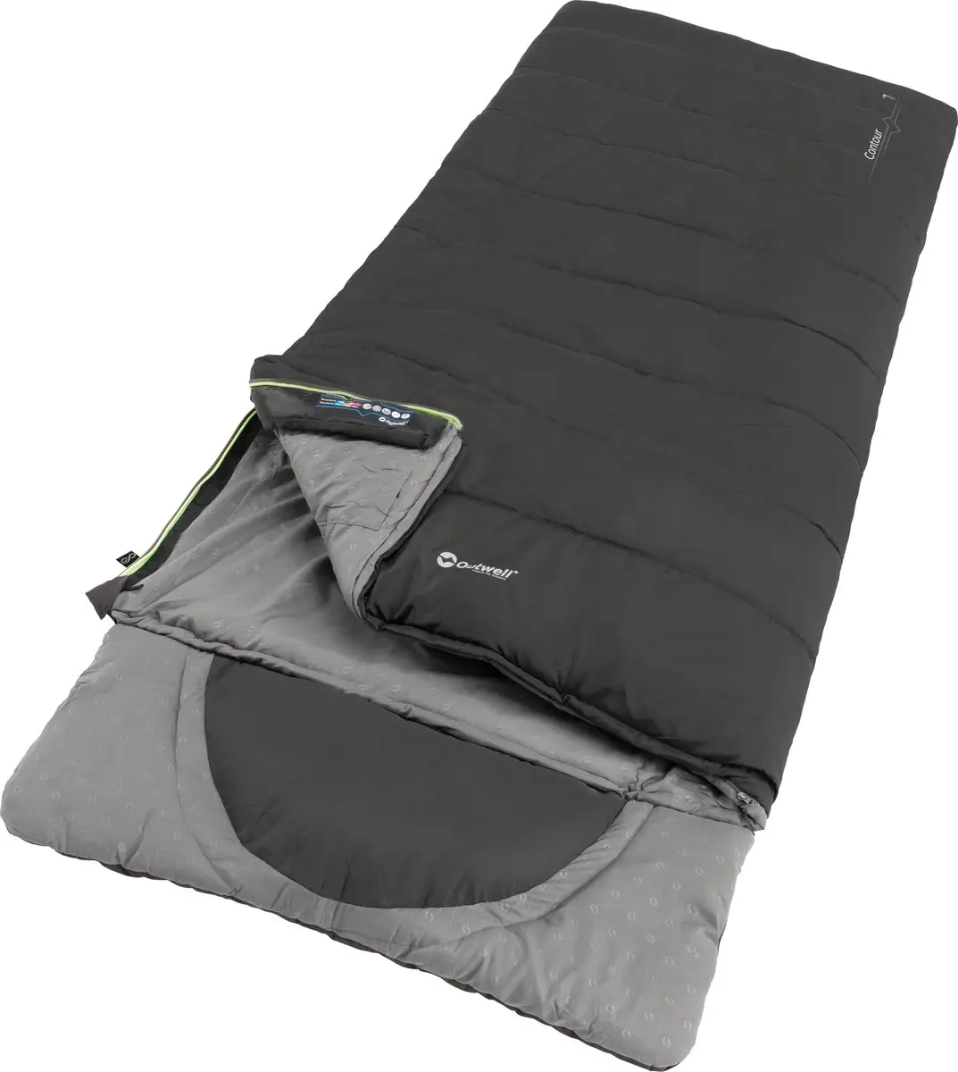 Outwell DS Contour slaapzak 220 cm Midnight Black rits rechts