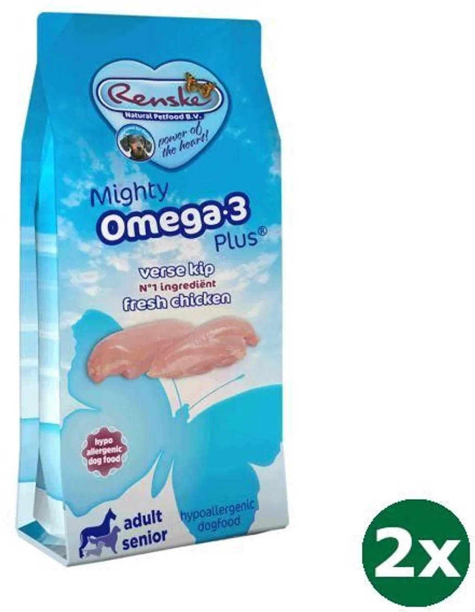 Renske Mighty Omega Plus Adult/Senior Kip & Rijst 2x6,5kg