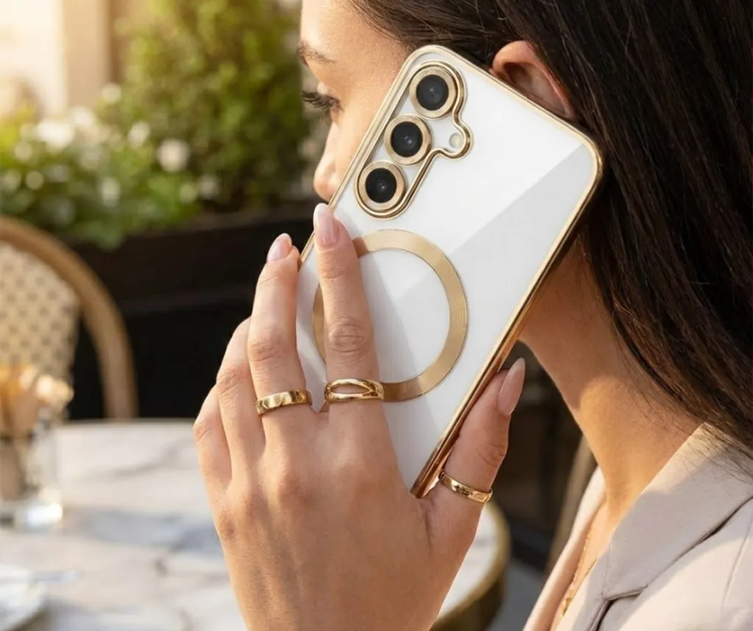 NUVEX Transparant Goud Telefoonhoesje S25 Plus - MagSafe