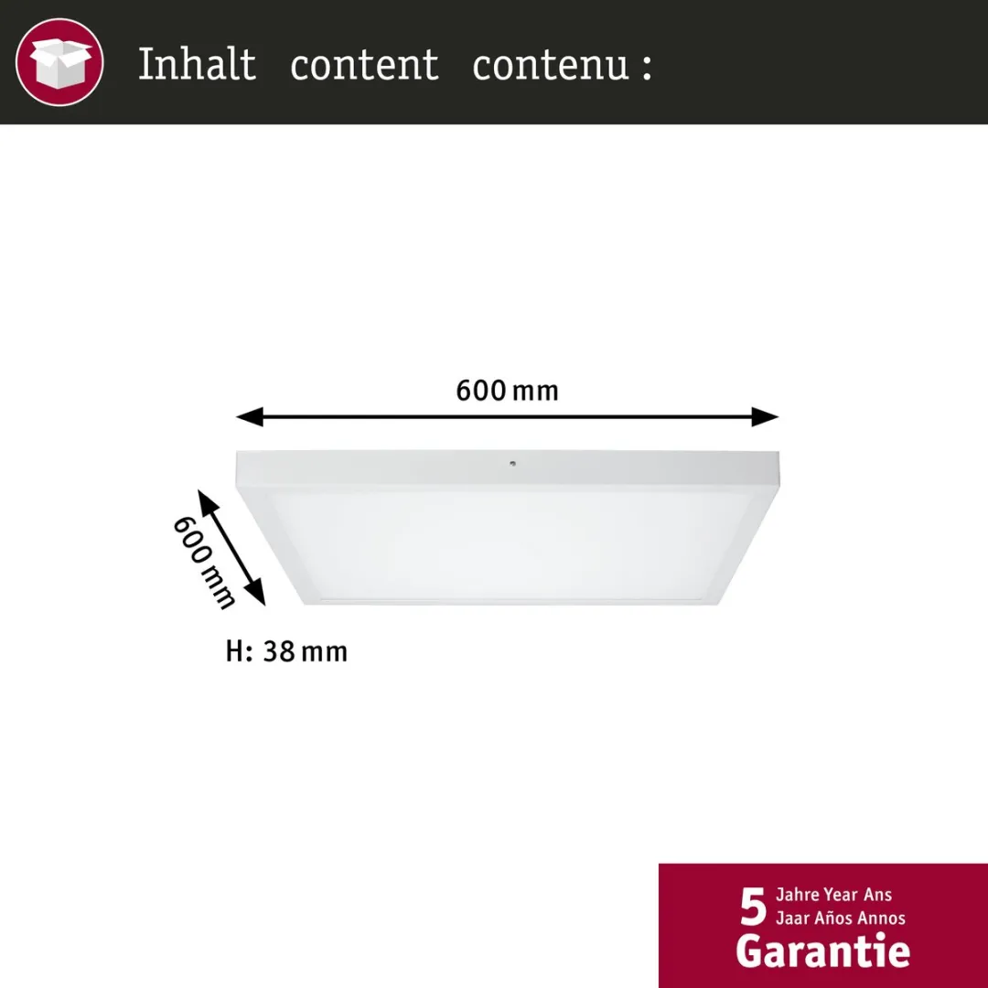 Paulmann LED-paneel Lunar Hoekig 600x600mm 25W 2100lm