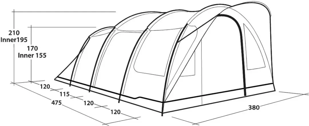 Outwell Sky 6 Tunneltent - 6 Persoons - Blauw - afbeelding 3 van 5