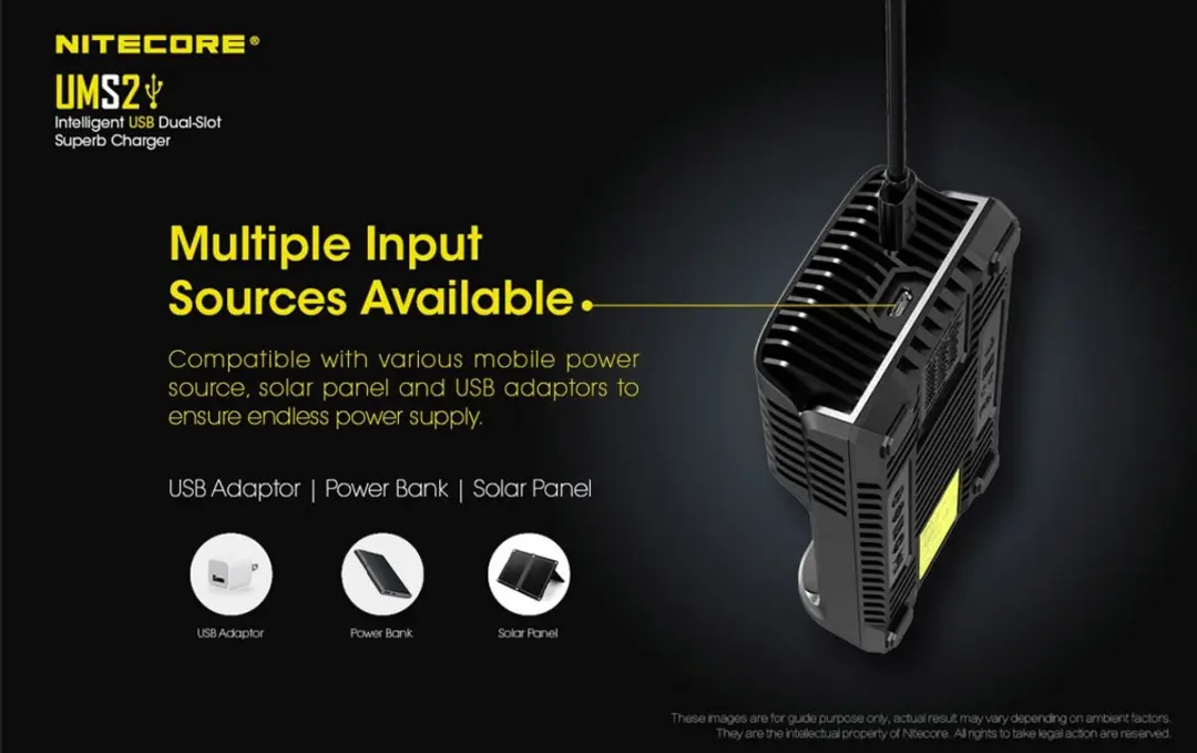 Nitecore UMS2 Batterijlader - Zwart - afbeelding 5 van 6
