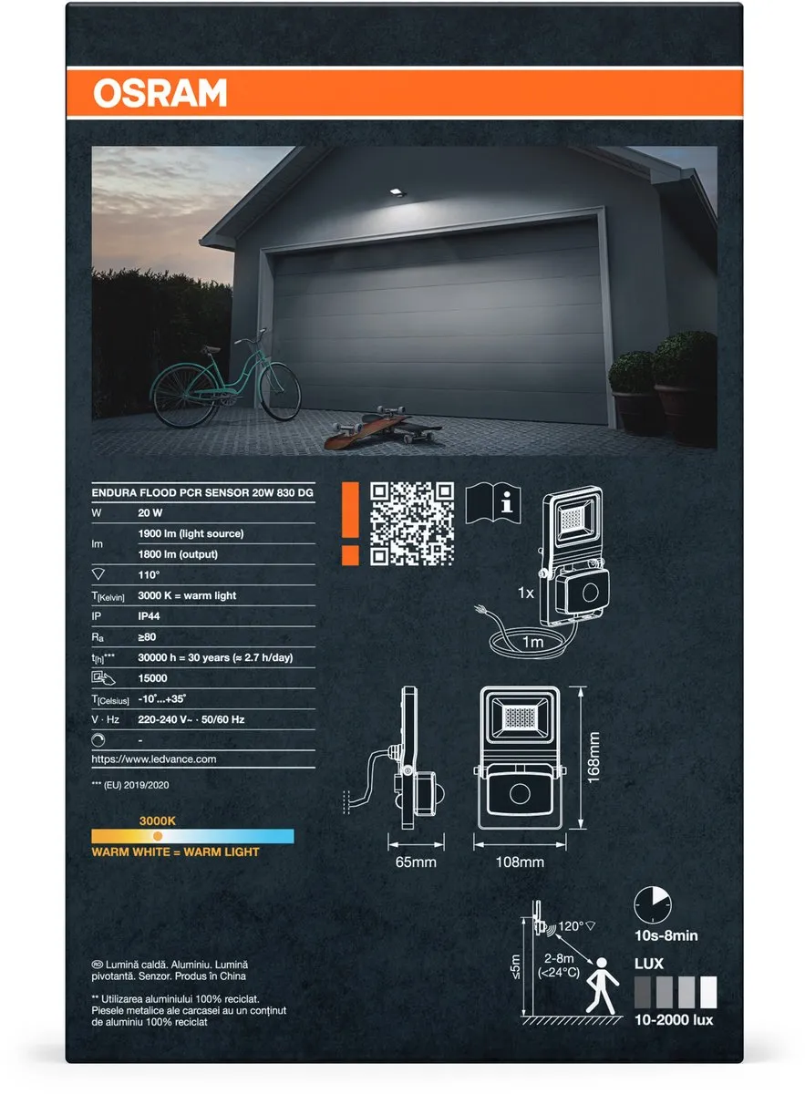 Osram Endura Flood PC 20W LED-schijnwerper 1800lm - Grijs