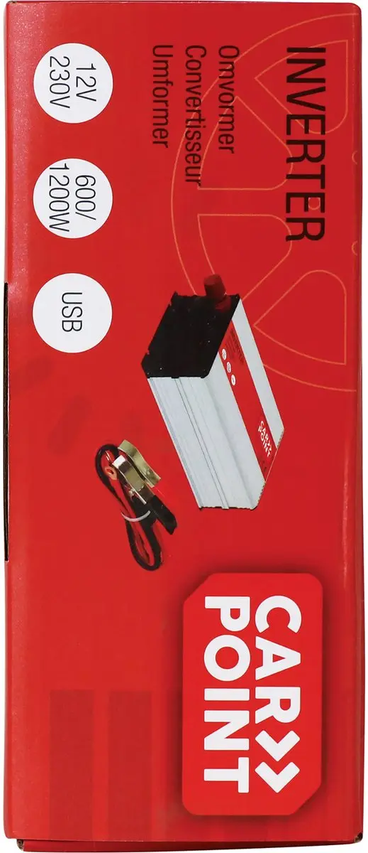 Carpoint Omvormer 12V naar 230V 600W - 1200W Piek - USB - afbeelding 5 van 6