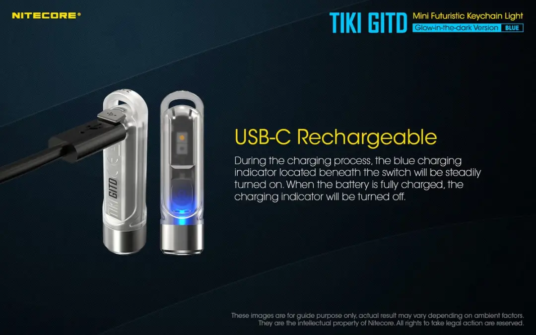 Nitecore TIKI NC-TIKI-GITD-B Sleutelhangerzaklamp - Blauw - afbeelding 6 van 6