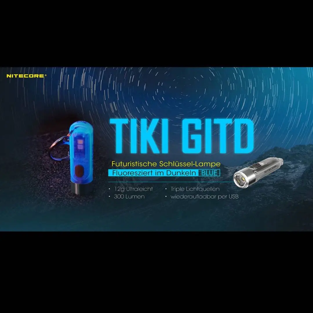 Nitecore TIKI NC-TIKI-GITD-B Sleutelhangerzaklamp - Blauw - afbeelding 2 van 6