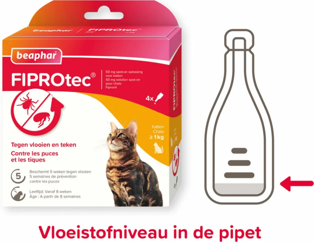 Beaphar Fiprotec Kat Vlooienpipetten - 4 Stuks