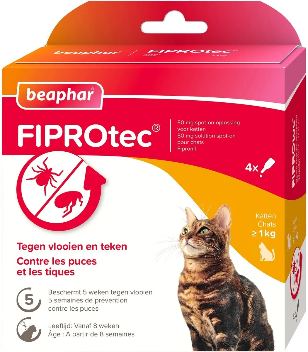 Beaphar Fiprotec Kat Vlooienpipetten - 4 Stuks