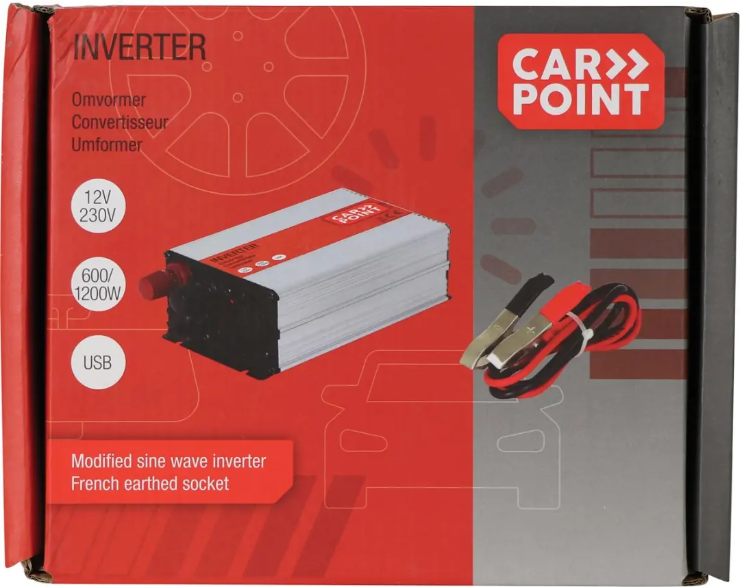 Carpoint Omvormer 12V naar 230V 600W - Frans Stopcontact - afbeelding 3 van 4