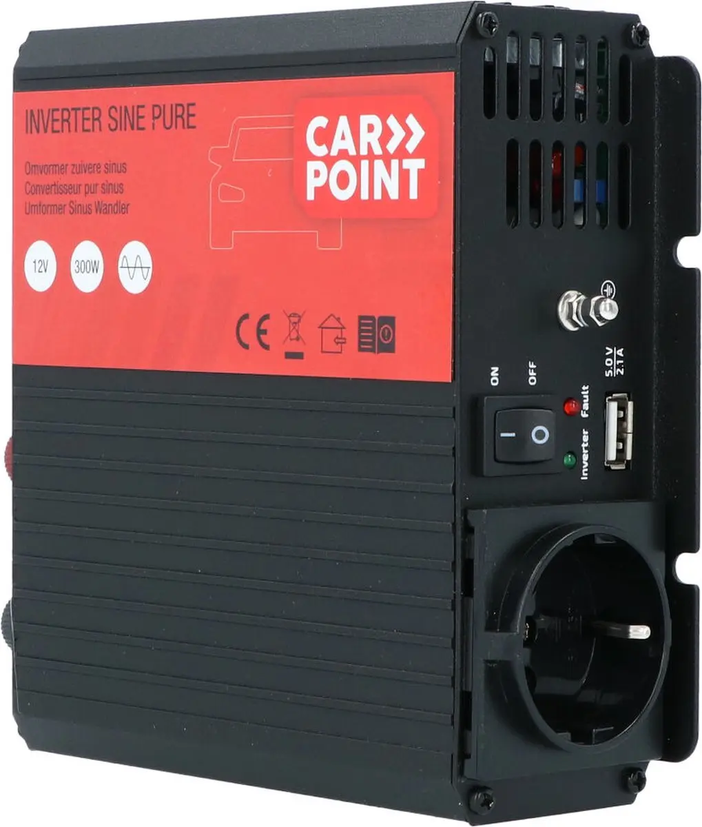 Carpoint Zuivere Sinus Omvormer 12V naar 230V - 300W - afbeelding 4 van 6