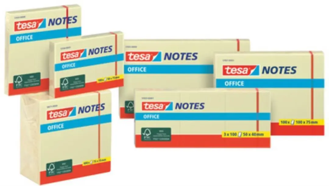 tesa Office Notes Zelfklevende Memo's 100x75mm - Geel - afbeelding 2 van 2