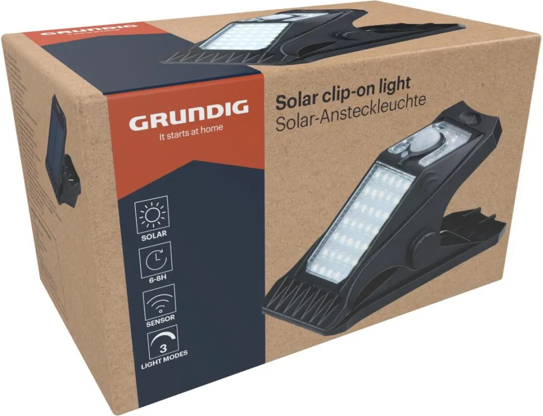 Grundig Solar Tuinverlichting Clip - Koel wit 10W - Zwart - afbeelding 6 van 6