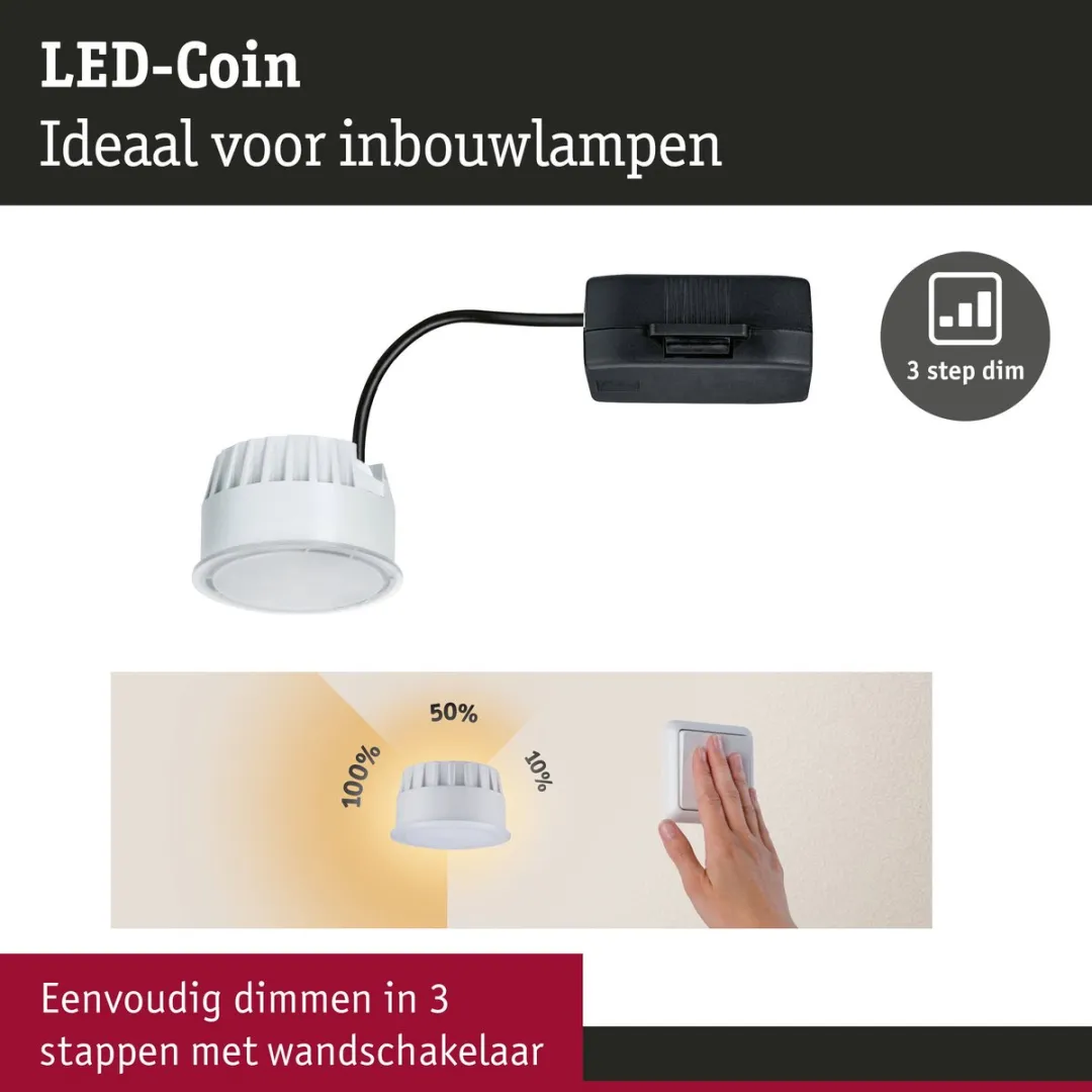 Paulmann Nova Coin LED Inbouwspot 6W 470lm 2700K - Satijn