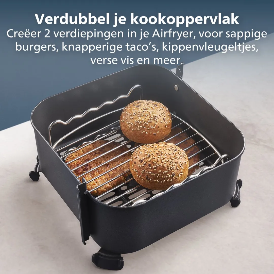 Philips HD9904/01 Dubbellaags Rek met 7 Muffinvormen - Zilver