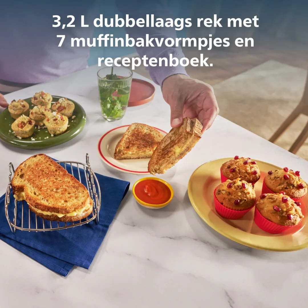 Philips HD9904/01 Dubbellaags Rek met 7 Muffinvormen - Zilver