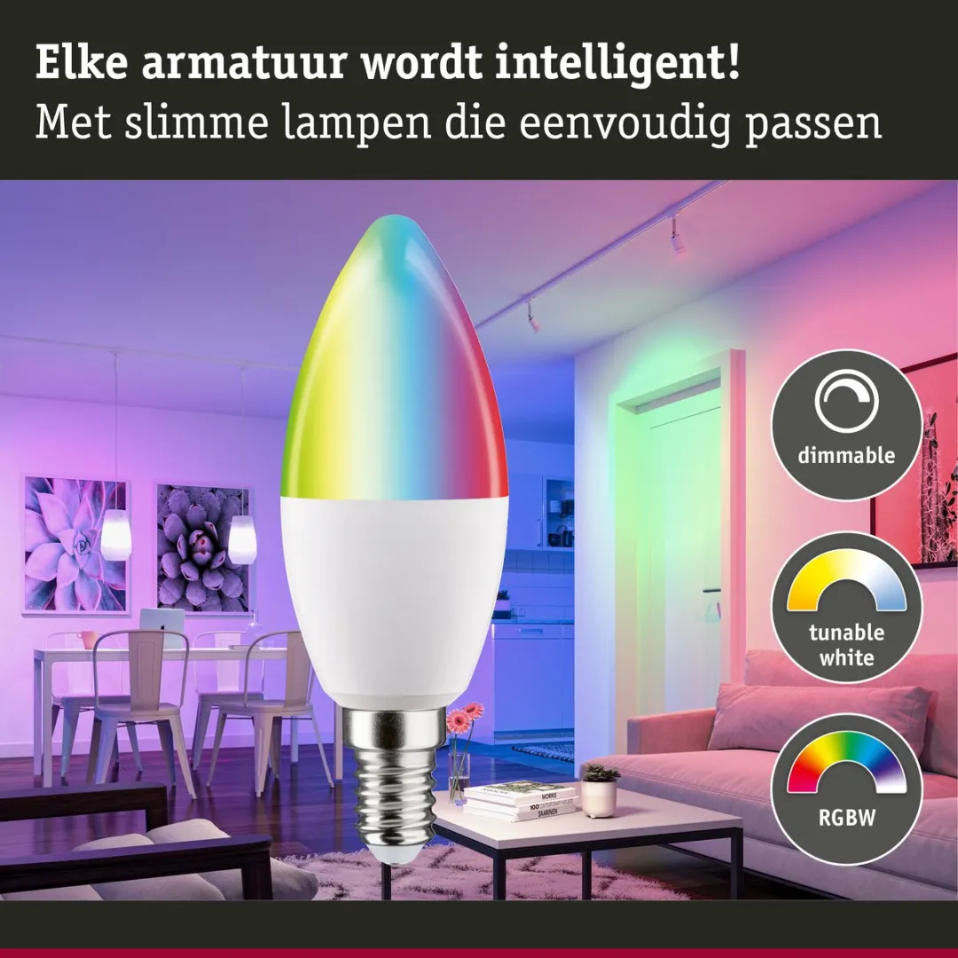 Paulmann Smart Home Zigbee 3.0 LED Kaars E14 5W RGBW - Mat - afbeelding 6 van 6