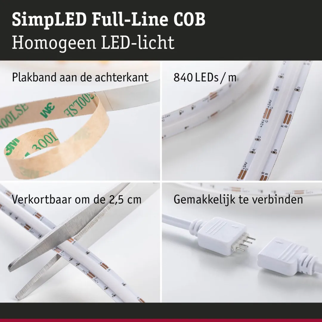 SimpLED LED Strip Full-Line COB Volledige set 5m 14,5W 140lm/m 840 LEDs/m RGB 24VA