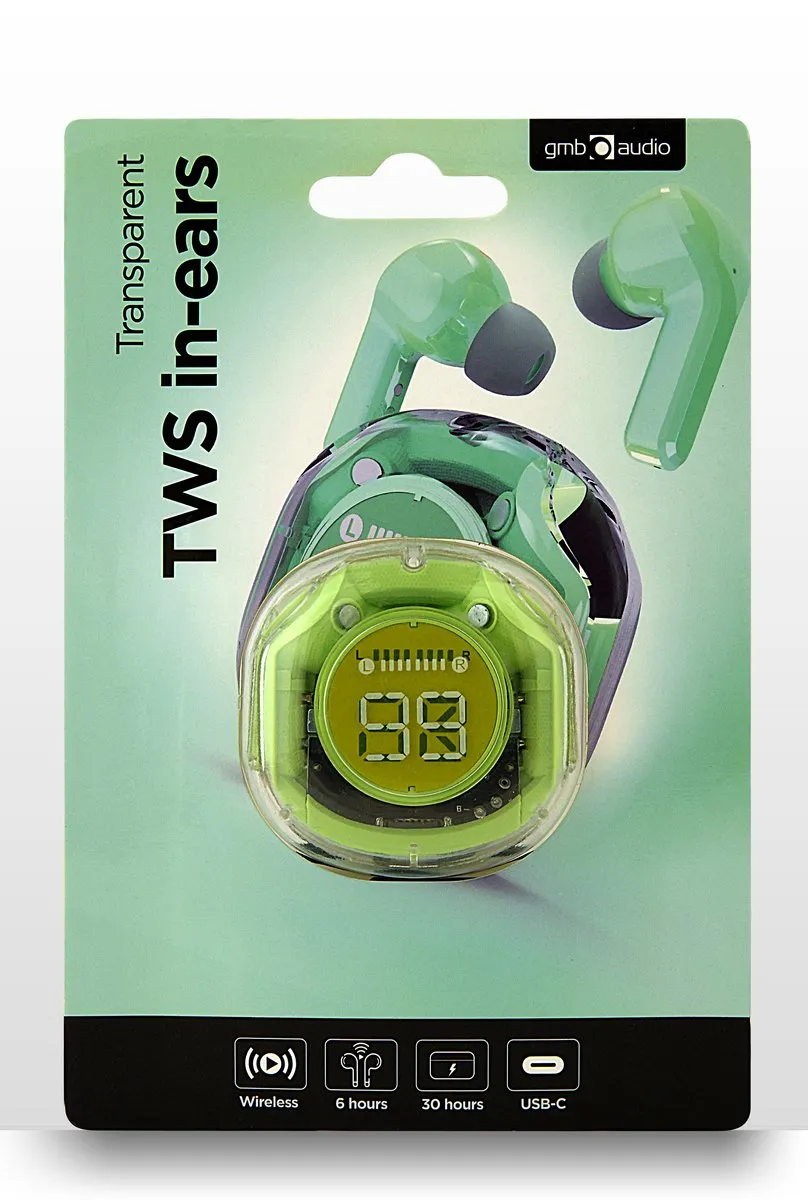 Gembird Transparante TWS In-Ears TWST-01-G - Groen