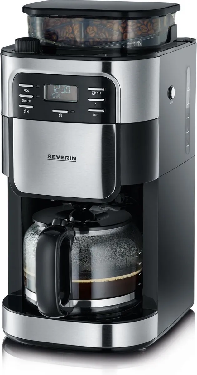 Severin KA 4810 Filterkoffiezetapparaat met maler - 1,4L - 10 Kopjes - Zwart/RVS