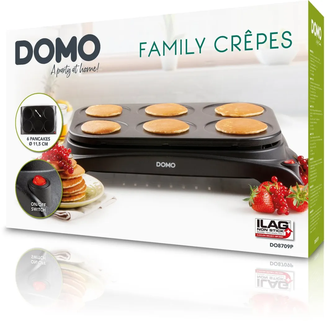 Domo DO8709P Pannenkoekenmaker 1000W - 6 Personen - Zwart