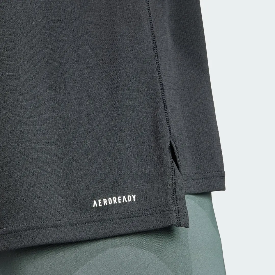 adidas Train Essentials Longsleeve Korte Rits Heren - Zwart - afbeelding 5 van 6