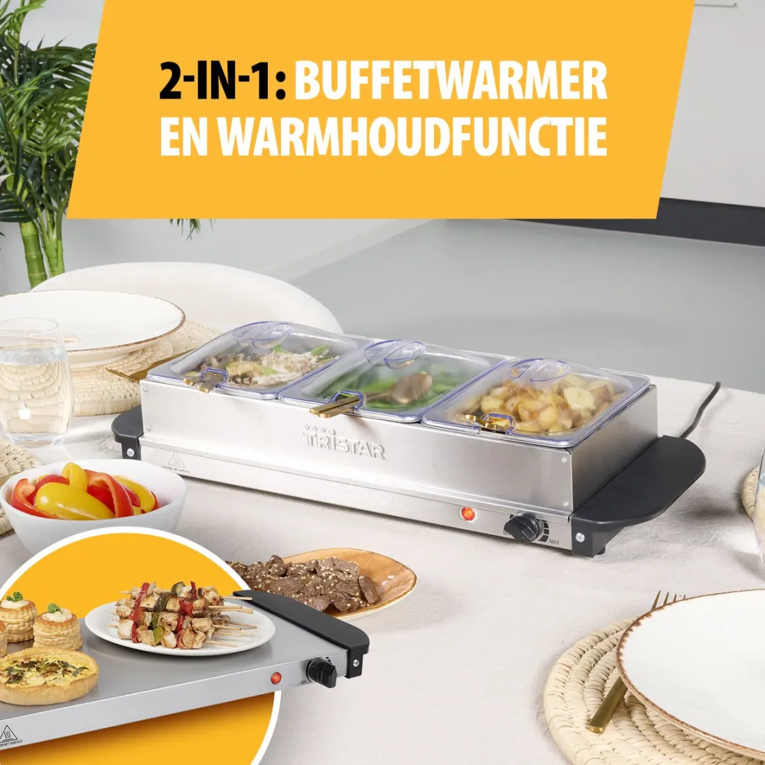 Tristar BP-6283 Buffetwarmer 200W - 3x1,4L RVS