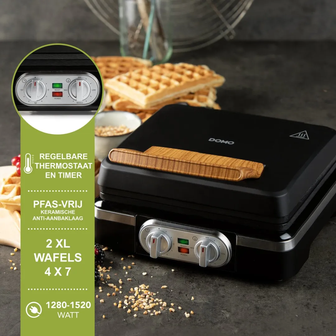 Domo DO9281W Wafelijzer - 1520W - Zwart