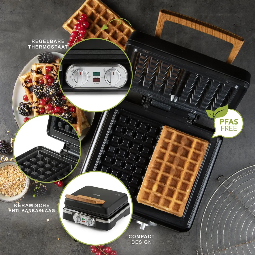 Domo DO9281W Wafelijzer - 1520W - Zwart