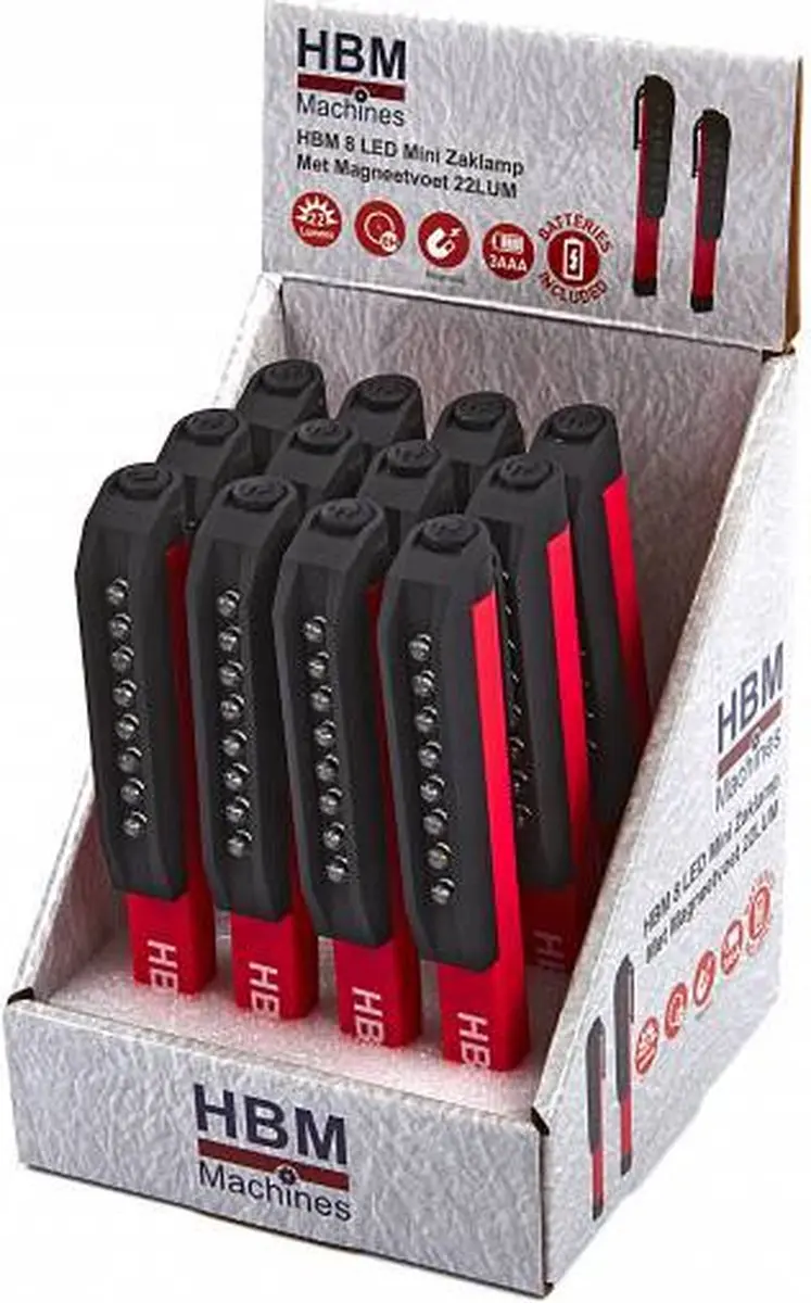8 LED Magnetische Mini Zaklamp - Ø3cm - Zwart - afbeelding 4 van 5