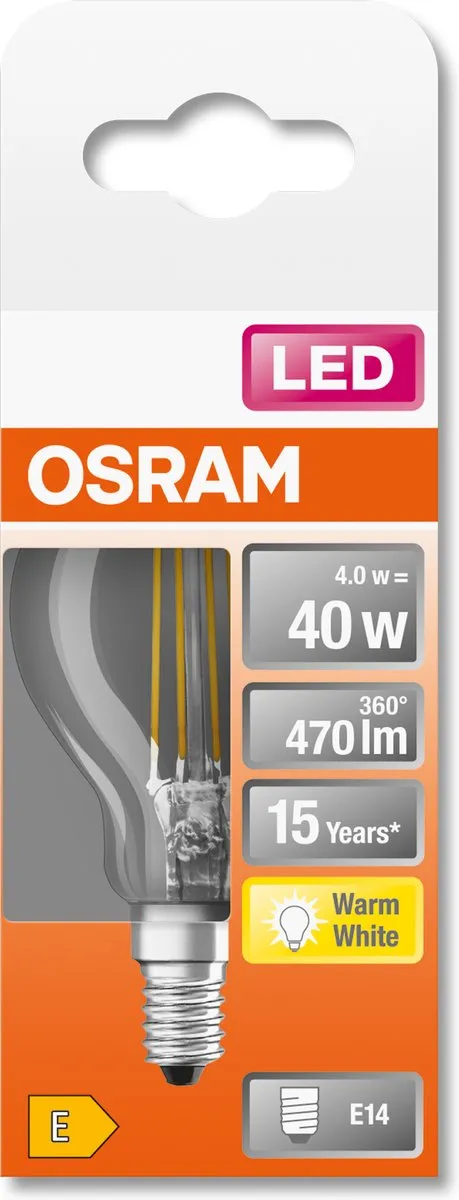 Osram LED E14 4W Warmwit - 2700K - Ø45x78mm - afbeelding 6 van 6