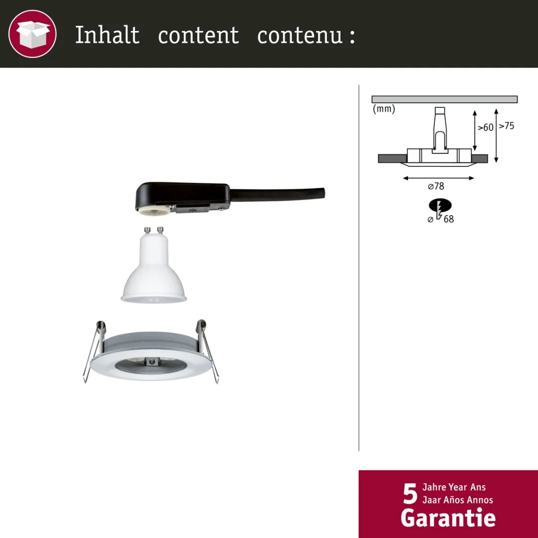 Paulmann Nova Star LED Inbouwlamp GU10 6,5W 460lm - Alu gedraaid - afbeelding 6 van 6