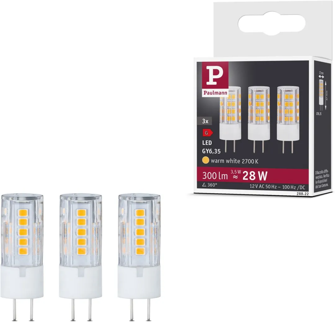 Paulmann LED Stiftfitting GY6,35 Set 3x3,5W 300lm 2700K