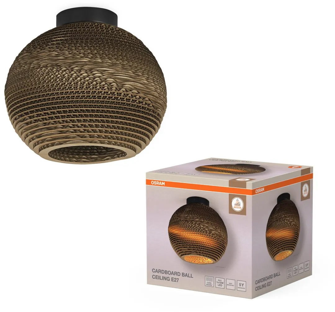 Osram Decor Cardboard Ball Plafondlamp - E27 - Bruin - Ø26cm