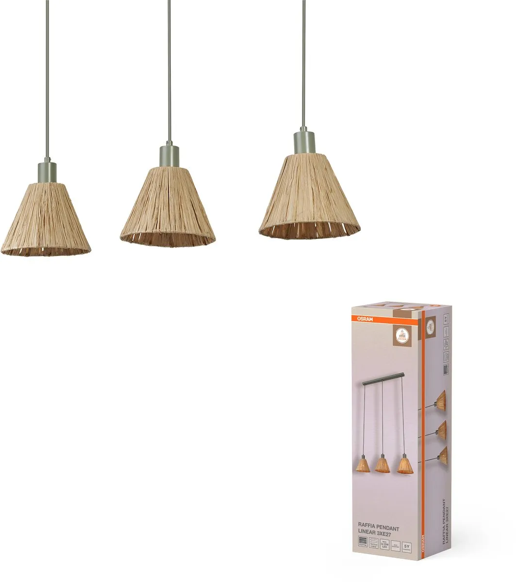 Osram Decor Raffia Linear Hanglamp - 3xE27 - Groen