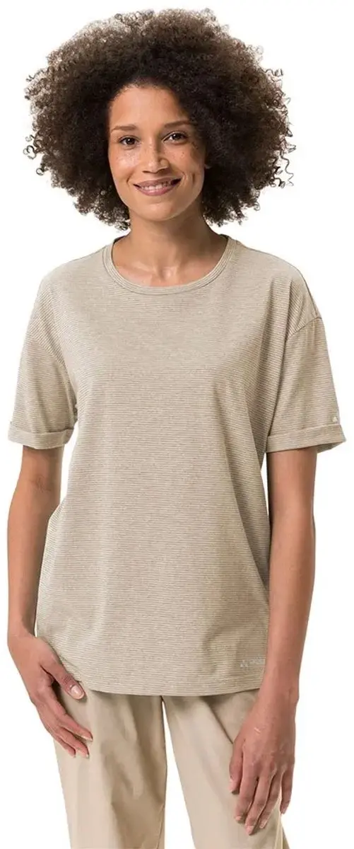 Vaude Mineo Striped T-shirt Met Korte Mouwen Beige 36 Vrouw