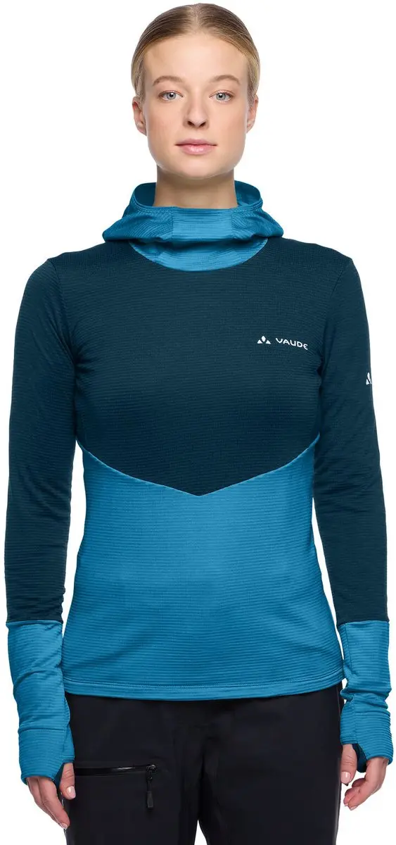 Vaude Monviso Fleece Met Kap Dames - Shore Blue - Maat 38 - afbeelding 2 van 6