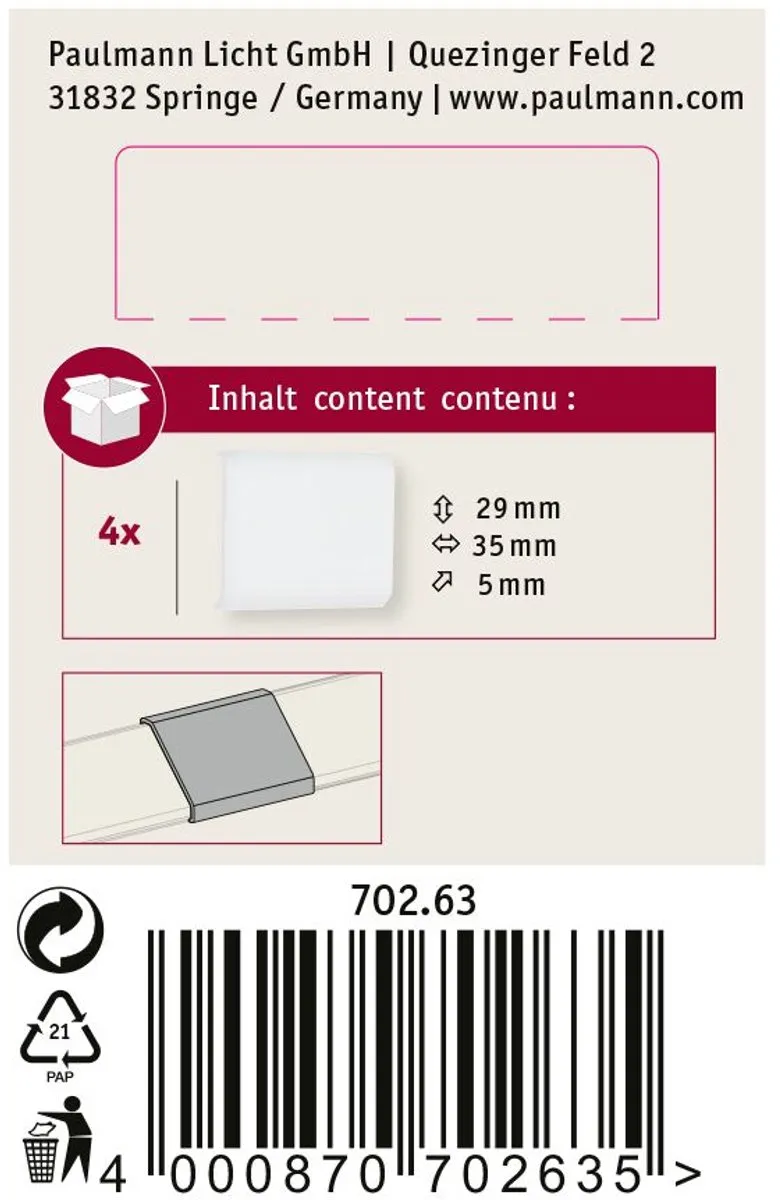 Paulmann LED Strip Profiel Delta Verbindingen Cover - 4 Stuks - Satijn