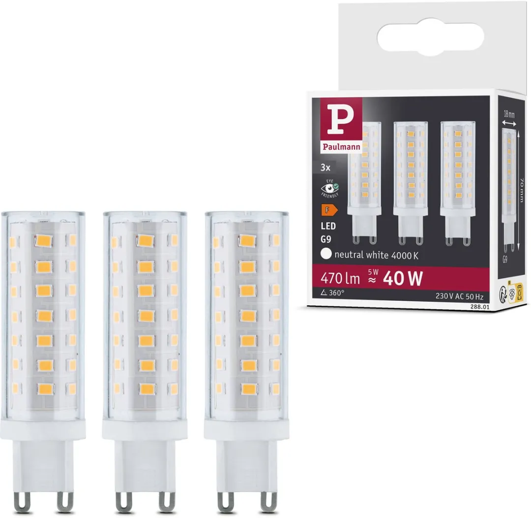 Paulmann LED Stiftfitting G9 Set - 3x5W 470lm 4000K Helder