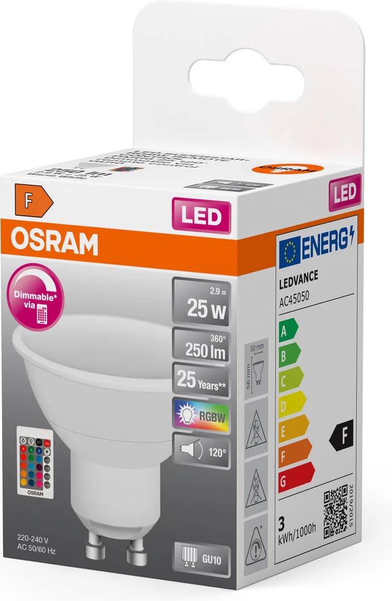 Osram LED Reflector GU10 RGBW 4.2W - Mat - 2700K - afbeelding 6 van 6