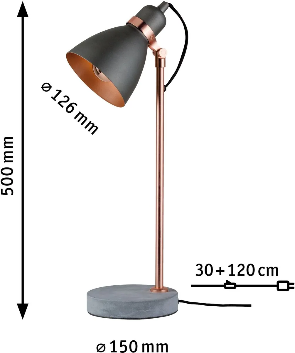 Paulmann Neordic Orm LED-tafellamp E27 - Grijs/Koper - Ø15cm