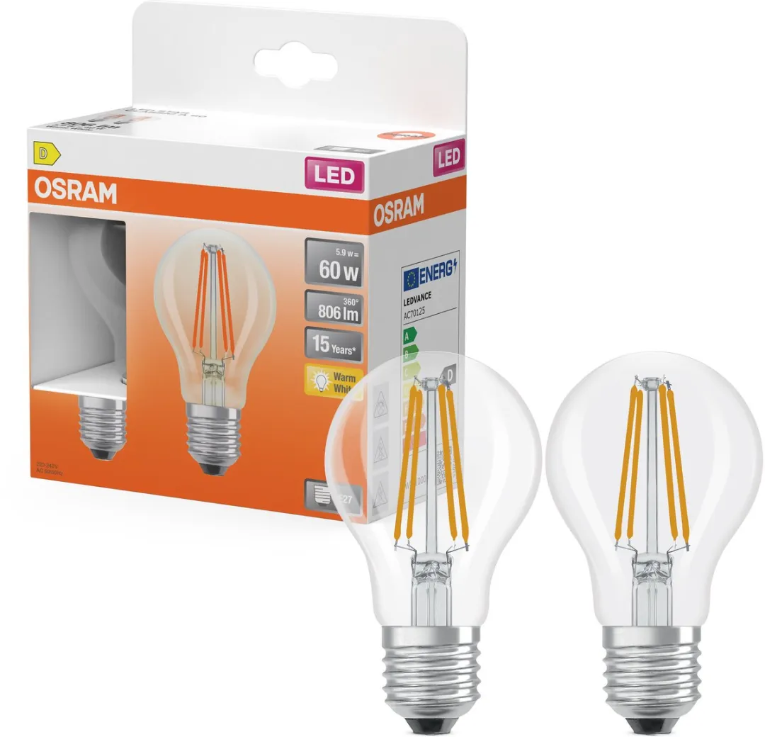 Osram LED-lamp A60 Stervorm 5,9W E27 806lm - 2 Stuks