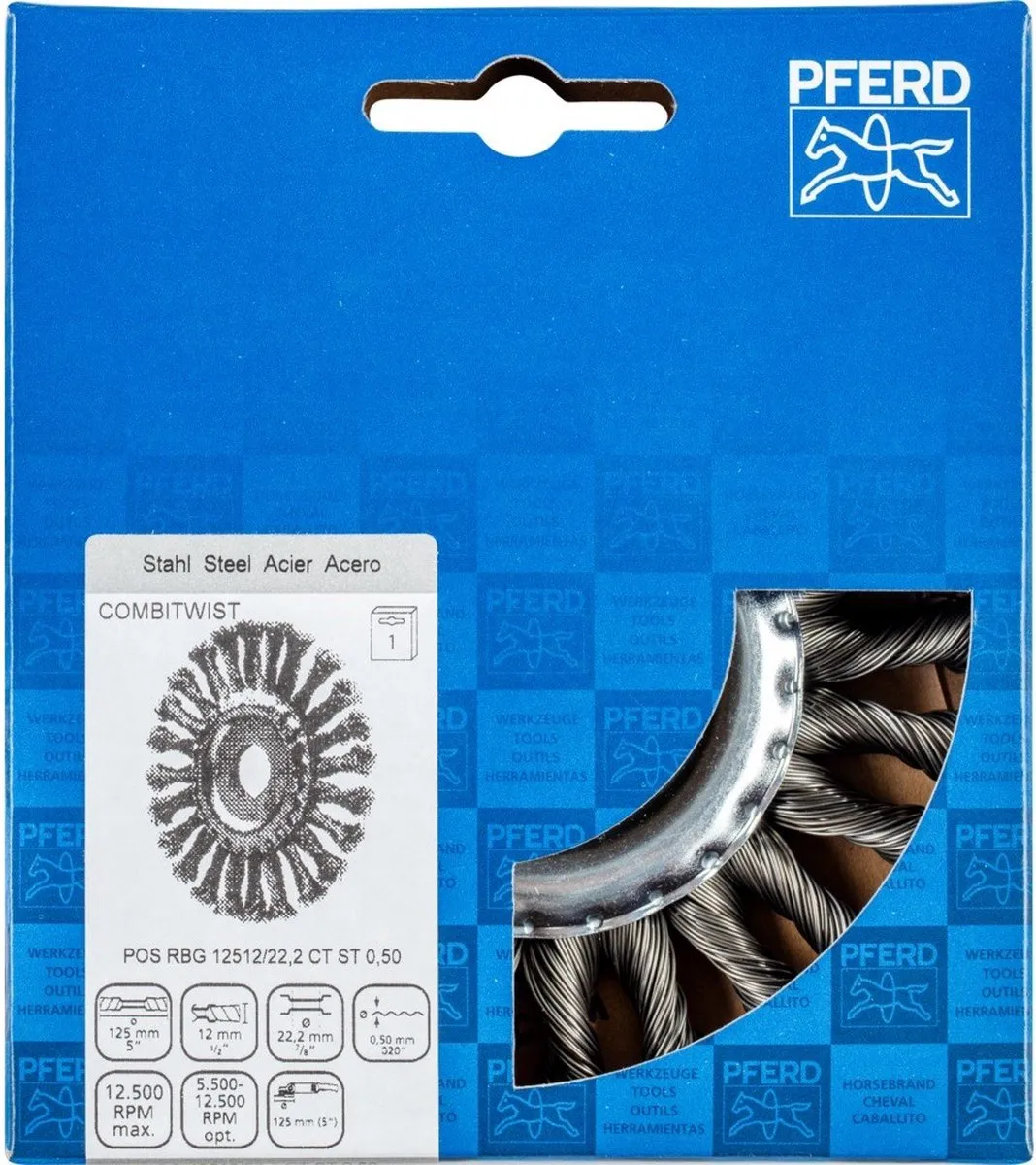 Pferd RBG 12512/22,2 Ronde Borstel - 125mm Ø - 22,2mm As
